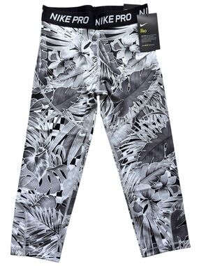 Nike Pro Dri-FIT Girls Large/Womens XXS Jungle Palm Print Leggings Tight NWT